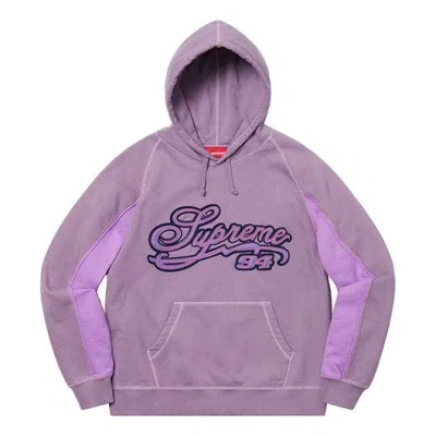 Supreme Paneled Script Hooded Sweatshirt 'purple' In Multi