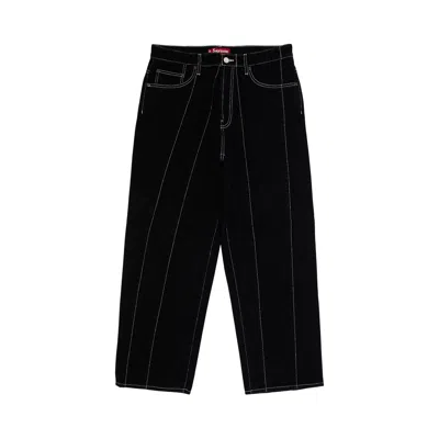 Pre-owned Supreme Paneled Stripe Baggy Jean 'black' | Men's Size 34