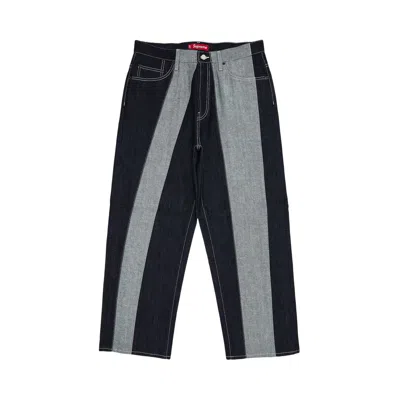 Pre-owned Supreme Paneled Stripe Baggy Jean 'rigid Indigo' | Blue | Men's Size 34