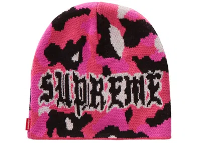 Pre-owned Supreme Paris Camo Beanie In Pink Camo