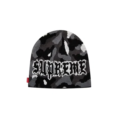 Pre-owned Supreme Paris Camo Beanie 'snow Camo' In White