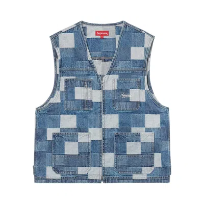 Pre-owned Supreme Patched Denim Vest 'blue'