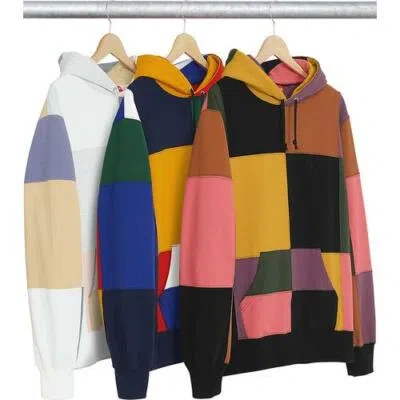 Pre-owned Supreme Patchwork Hooded Sweatshirt All Black Medium F/w 17