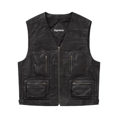 Pre-owned Supreme Patchwork Leather Cargo Vest 'black' | Men's Size L