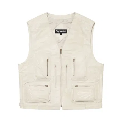 Pre-owned Supreme Patchwork Leather Cargo Vest 'white'