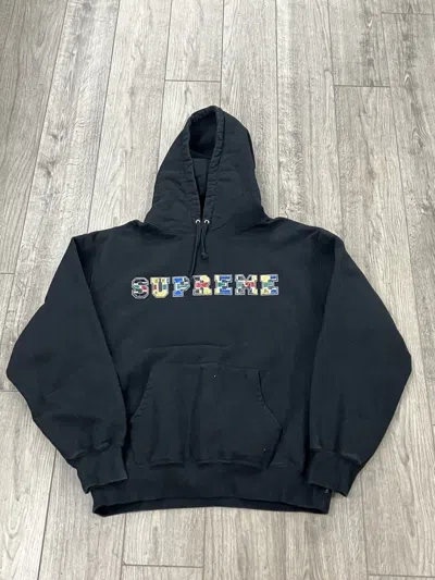Pre-owned Supreme Patchwork Plaid Hoodie Size Large In Black