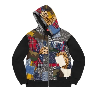 Pre-owned Supreme Patchwork Zip Up Hooded Sweatshirt 'black'