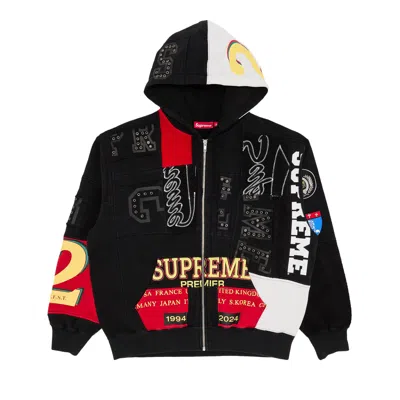 Pre-owned Supreme Patchwork Zip Up Hooded Sweatshirt 'black' | Men's Size M