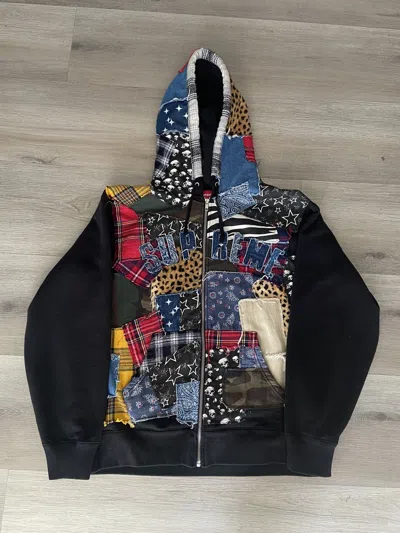 Pre-owned Supreme Patchwork Zip Up Hooded Sweatshirt Fw22 In Black