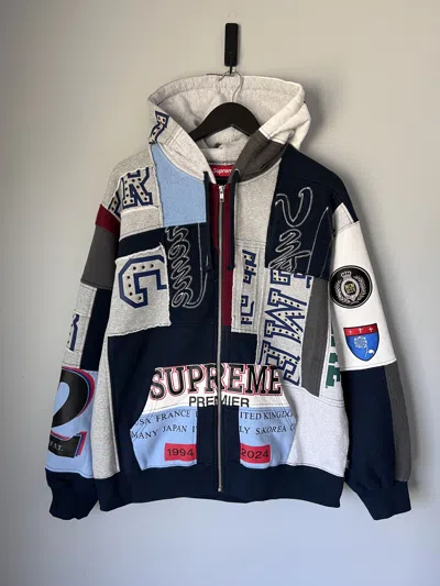 Pre-owned Supreme Patchwork Zip Up Hoodie In Navy In Blue