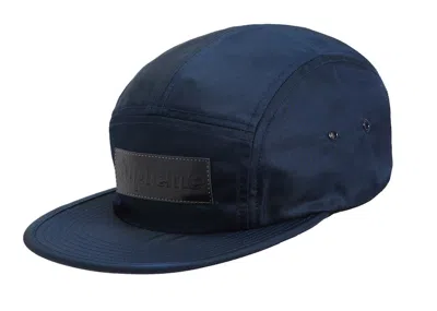 Pre-owned Supreme Patent Leather Patch Camp Cap In Navy Blue