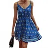 Supreme Patterned Cami Dress In Sapphire Blue In Blue
