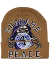 Supreme Peace Embroidered Beanie In Brown