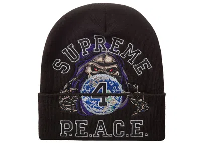 Pre-owned Supreme Peace Embroidered Beanie In Black