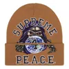 Supreme Peace Embroidered Beanie In Brown