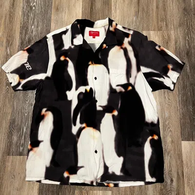 Pre-owned Supreme Penguins Rayon Shirt In Black