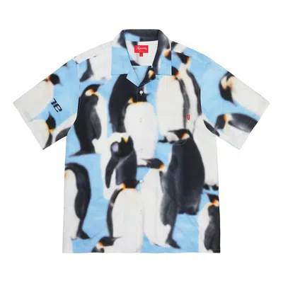 Supreme Penguins Rayon Shirt 'blue White Black'