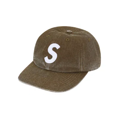 Pre-owned Supreme Pigment Coated Canvas S Logo 6-panel 'olive' | Green | Men's Size Onesize