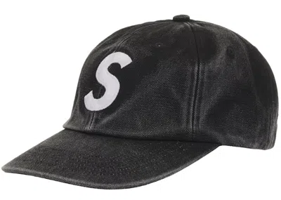 Pre-owned Supreme Pigment Coated Canvas S Logo 6panel In Black