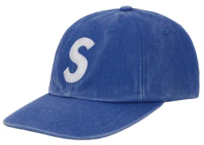 Pre-owned Supreme Pigment Coated Canvas S Logo 6panel In Blue