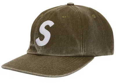 Pre-owned Supreme Pigment Coated Canvas S Logo 6panel In Brown