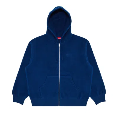 Pre-owned Supreme Pilled Zip Up Hooded Sweatshirt 'dark Royal'