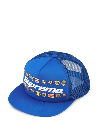 Supreme Pin-embellished Five-panel Cap Hat In Blue