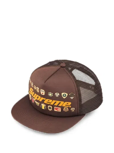 Supreme Pin-embellished Five-panel Cap Hat In Brown