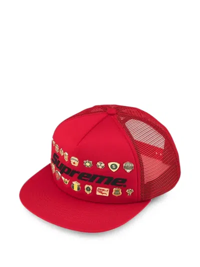 Supreme Pin-embellished Five-panel Cap In Red