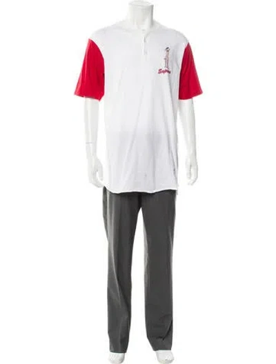 Pre-owned Supreme Pink Panther Graphic Print Henley In White
