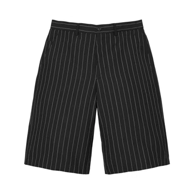 Pre-owned Supreme Pinstripe Wool Trouser Short 'black' | Men's Size M