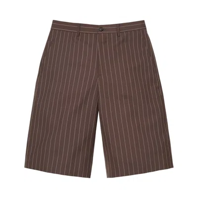 Pre-owned Supreme Pinstripe Wool Trouser Short 'brown' | Men's Size L