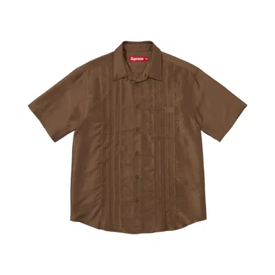 Pre-owned Supreme Pintuck Short-sleeve Shirt 'brown' | Men's Size Xl