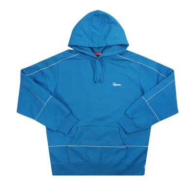 Pre-owned Supreme Piping Hooded Sweatshirt 'dark Aqua' | Blue | Men's Size M