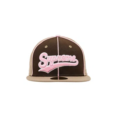 Pre-owned Supreme Piping Script Logo New Era 'tan' | Men's Size 7.25 In Brown