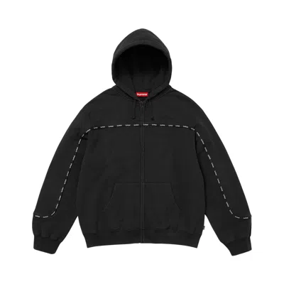 Pre-owned Supreme Piping Zip Up Hooded Sweatshirt 'black' | Men's Size Xxl