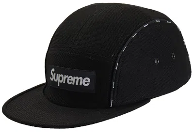 Pre-owned Supreme Pique Piping Camp Cap In Black