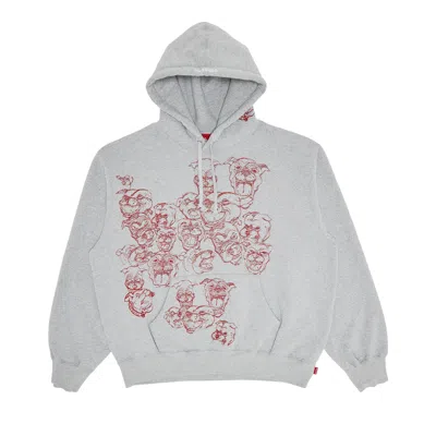 Pre-owned Supreme Pitbulls Embroidered Hooded Sweatshirt 'heather Grey' | Men's Size M