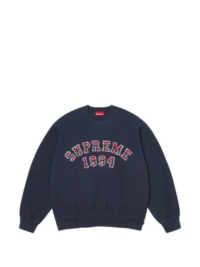 Supreme Plaid Arc Crew Neck Sweater In Blue