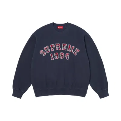 Pre-owned Supreme Plaid Arc Crewneck 'navy' | Blue | Men's Size Xl