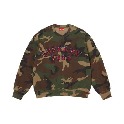 Pre-owned Supreme Plaid Arc Crewneck 'woodland Camo' | Brown | Men's Size L
