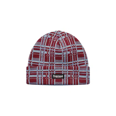 Pre-owned Supreme Plaid Beanie 'burgundy' | Red | Men's Size Onesize