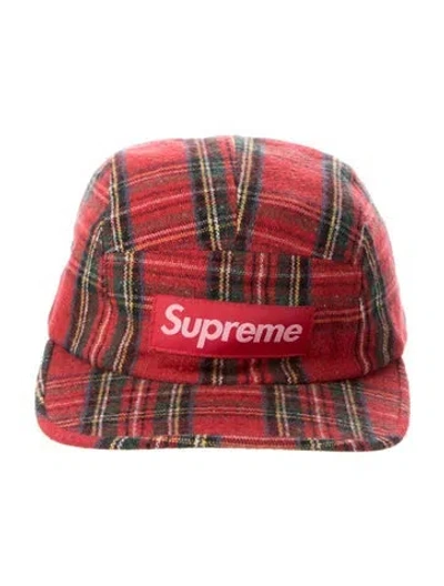 Pre-owned Supreme Plaid Camp Cap In Red