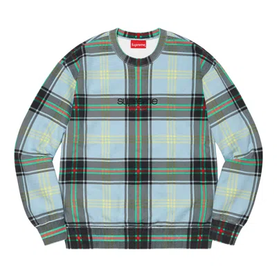 Pre-owned Supreme Plaid Crewneck 'light Blue' | Men's Size M
