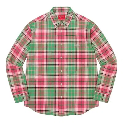 Supreme Plaid Flannel Shirt 'red Green' In Multi