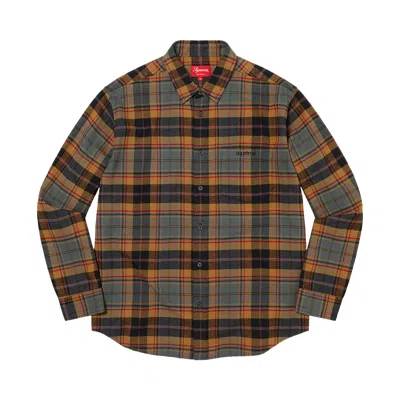 Pre-owned Supreme Plaid Flannel Shirt 'rust' In Orange