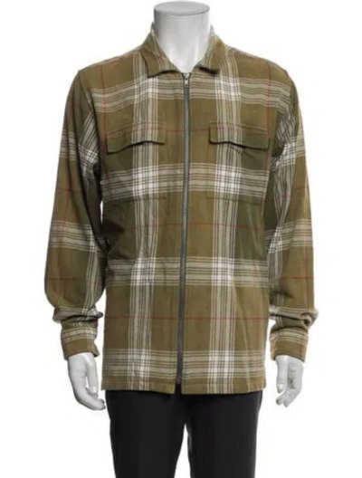Pre-owned Supreme Plaid Flannel Zip Up Plaid Print Shirt In Green