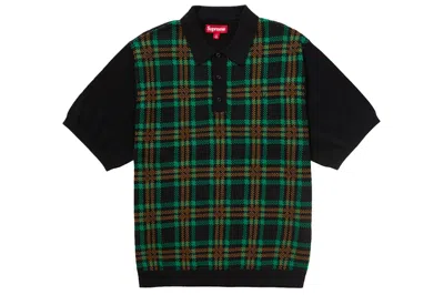 Pre-owned Supreme Plaid Knit S S Polo Black