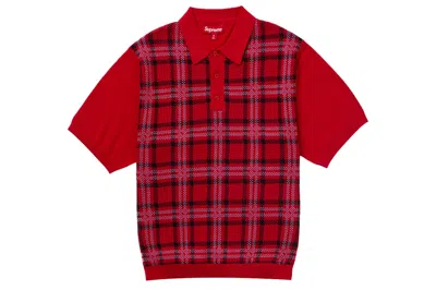 Pre-owned Supreme Plaid Knit S S Polo Red