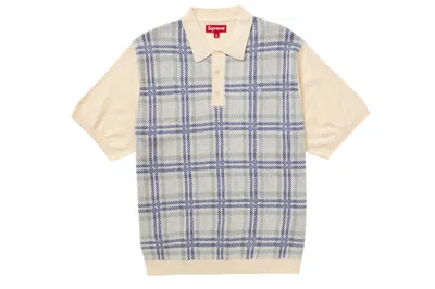 Pre-owned Supreme Plaid Knit S S Polo White